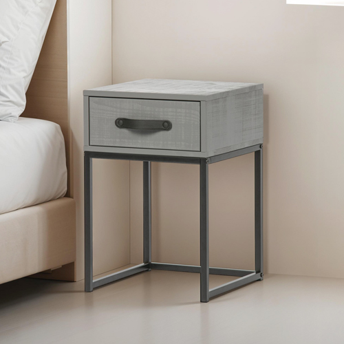 Table de chevet 1 tiroir en pin gris - Collection Morris - Woood