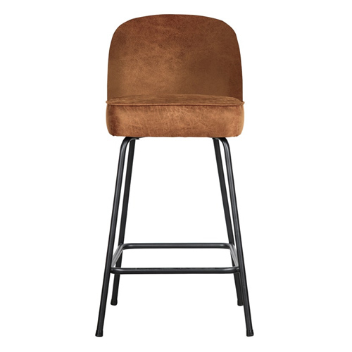 Tabouret de bar 65cm en velours cognac - Collection Vogue - BePureHome