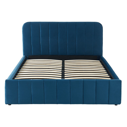 Lit-coffre-140x190cm-en-velours-bleu-canard-avec-tete-de-lit-sommieralattes