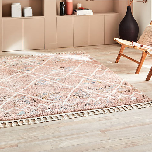 Tapis berbère rose motif géométrique 80 x 150 cm - Fluffy