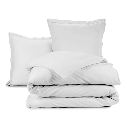 Parure de couette 3 pièces 100% percale de coton - 240x220cm - Blanc - Meghan