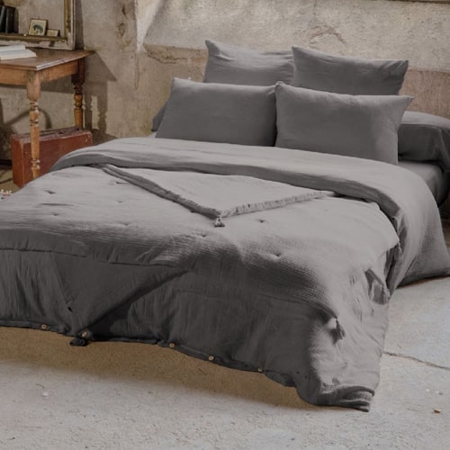 DRAP HOUSSE 180x200CM 100% GAZE DE COTON GRANIT