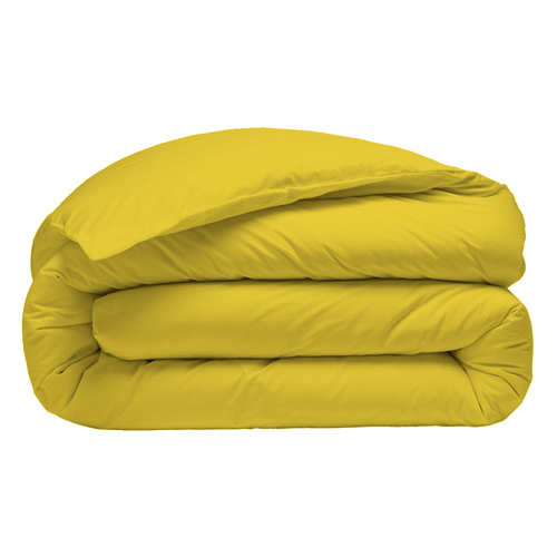 DRAP HOUSSE 140X190CM 100% LIN LAVÉ JAUNE LUMIÈRE