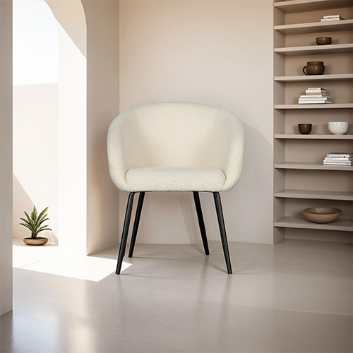 Chaise en tissu bouclé blanc cassé - Noelle - Woood