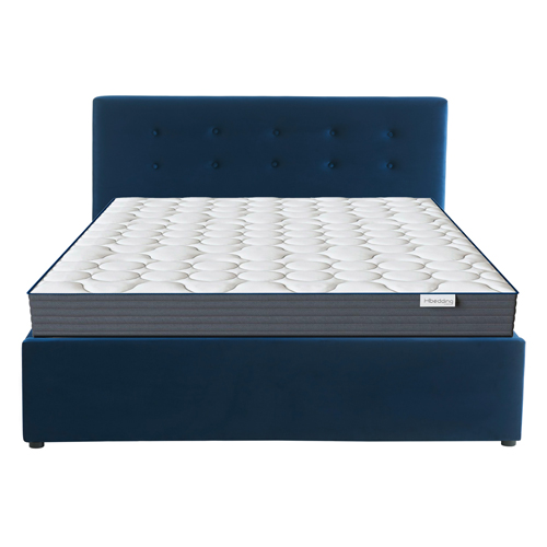 Ensemble lit coffre Tina en velours foncé 140x190cm + Matelas à mémoire de forme Mémo HR 22 cm