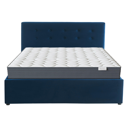 Ensemble lit coffre Tina en velours foncé 140x190cm + Matelas à ressorts ensachés Spring Plus 22 cm