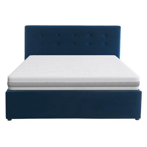 Ensemble lit coffre Tina en velours foncé 140x190cm + Matelas mousse Clean Confort 16cm