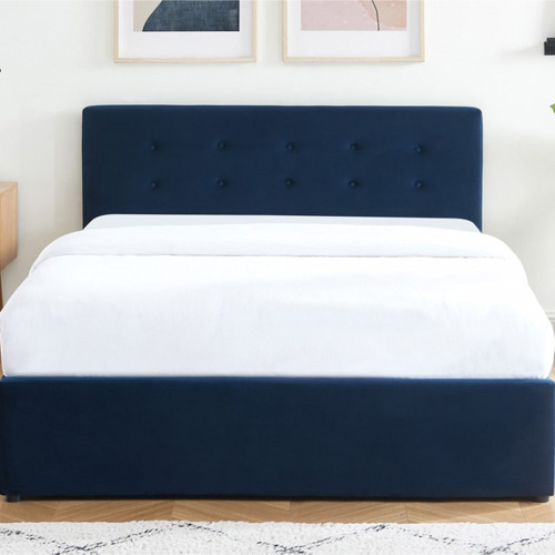 Ensemble lit coffre Tina en velours foncé 140x190cm + Matelas mousse Clean Confort 16cm