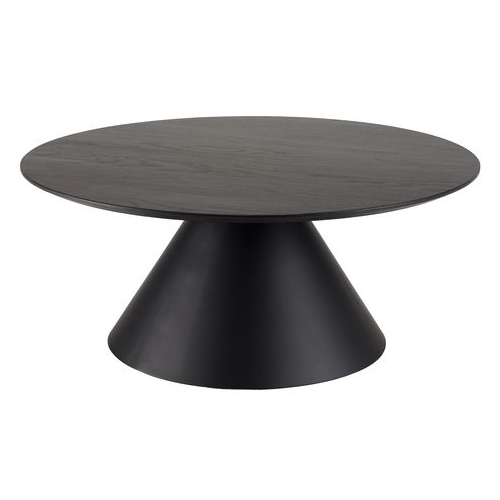 Table basse ronde noire 78x78cm pied conique métal - Daly