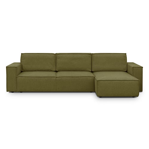 Canapé d'angle 5 places convertible réversible avec coffre de rangement en tissu vert olive - Harper New