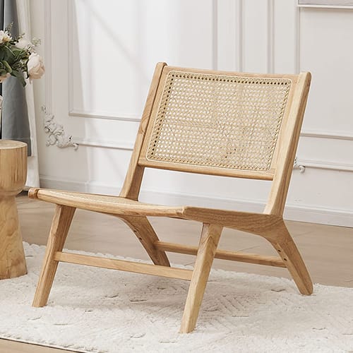 Fauteuil lounge en bois massif et rotin - Zuma