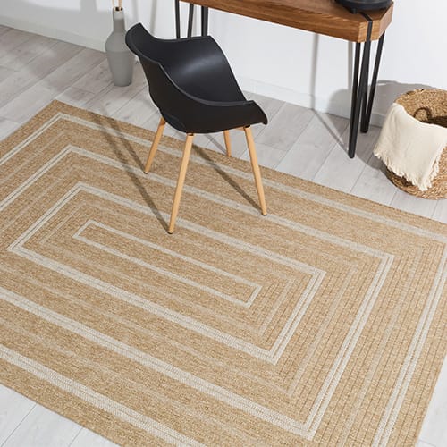 Tapis aspect Jute naturel avec motifs blanc 200x290 - Gaia