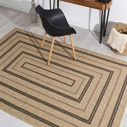 Tapis aspect Jute naturel avec motifs noir 200x290 - Gaia