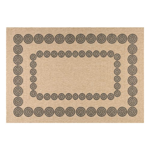 Tapis aspect Jute naturel avec motifs noir 200x290 - Tullia