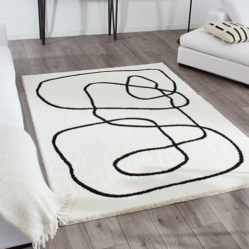 Tapis poils longs blanc et noir 160x230 - Blanka