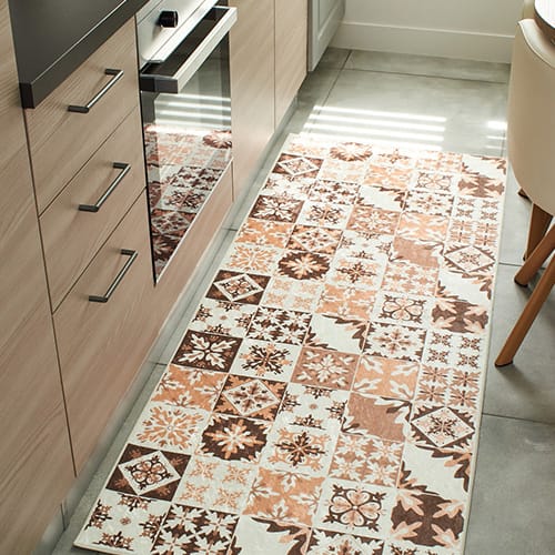 Tapis de cuisine carreaux de ciment Orange 70x180 - Mérida