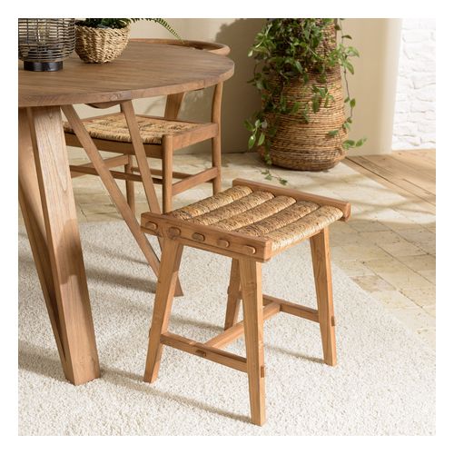 Tabouret assise en tissage d'abaca naturel SIXTINE