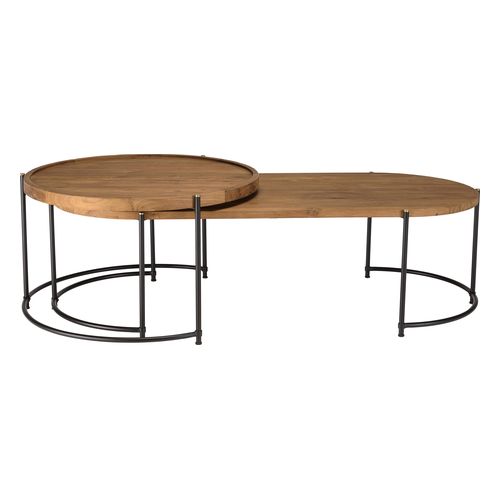 Set de 2 tables basses ovale et ronde SIXTINE