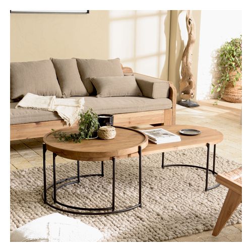 Set de 2 tables basses ovale et ronde SIXTINE