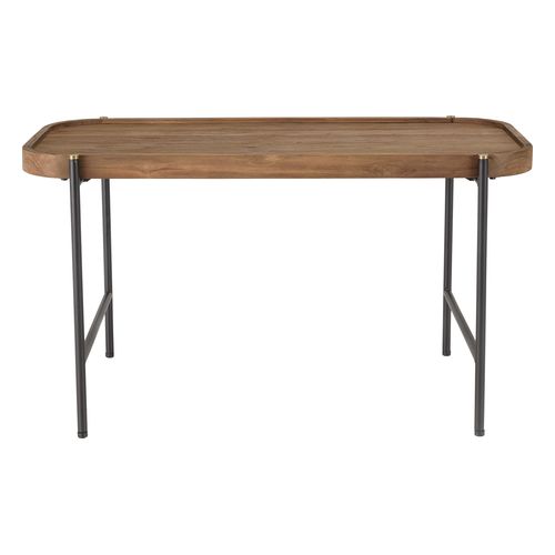 Table basse ovale 85x43cm plateau en bois de teck recyclé SIXTINE