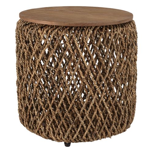 Table d'appoint ronde 50x50cm en tissage de fibre de cocotier - Sixtine