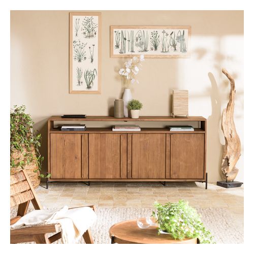 Buffet 4 portes 2 niches en teck recyclé 194cm - Sixtine