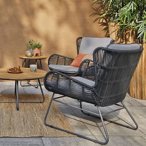 Fauteuil de jardin en cordage anthracite - Grace