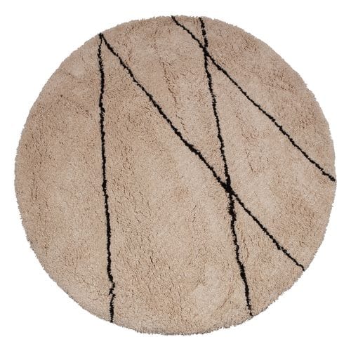 Tapis rond effet berbère blanc cassé et noir 200cm - Cleo