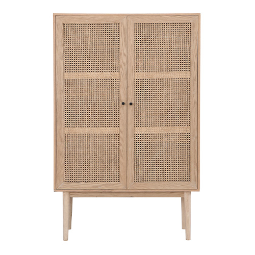 Armoire en cannage naturel et placage chêne 100 cm - Eden