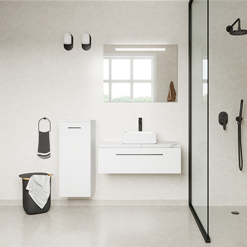 Meuble de salle de bain suspendu vasque à poser 90cm 1 tiroir Blanc - Osmose