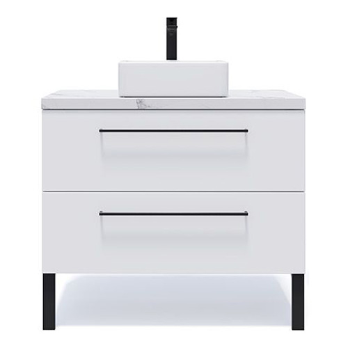 Meuble de salle de bain suspendu vasque à poser 90cm 2 tiroirs Blanc - Osmose