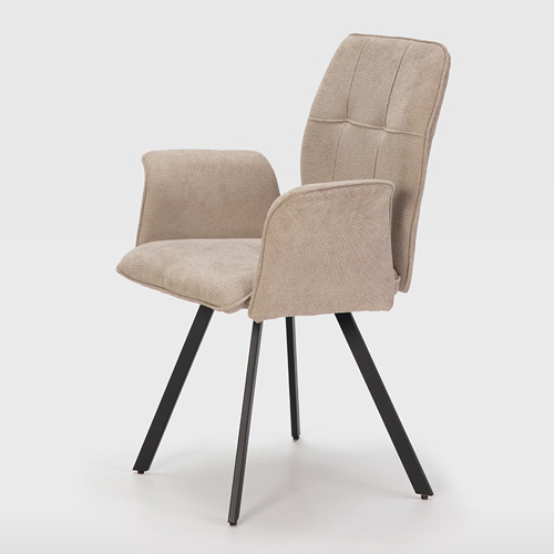 Lot de 2 fauteuils de salle à manger en tissu gris clair - Alann