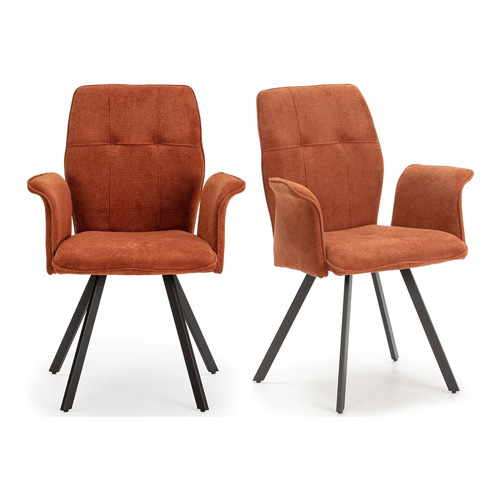 Lot de 2 fauteuils de salle à manger en tissu marron - Alann