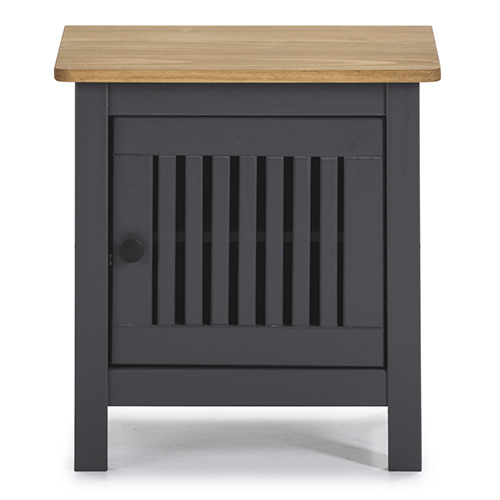 Table de chevet 1 porte en pin massif gris anthracite - Fabia