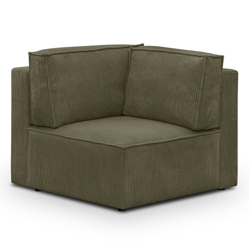 Module d'angle à droite en velours côtelé vert kaki - Harper Mod