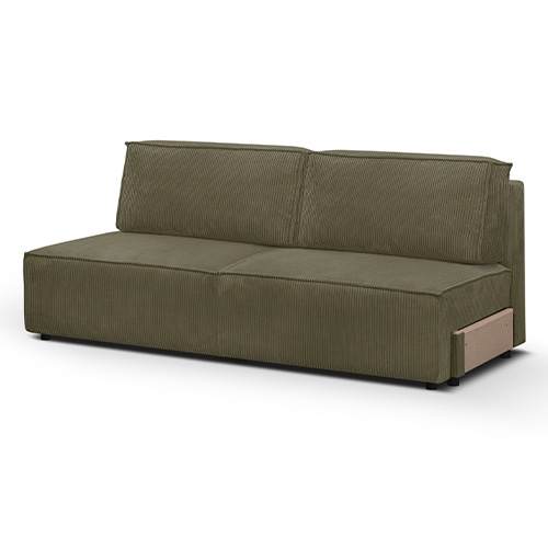 Module canapé convertible 2 places avec coffre de rangement en velours côtelé vert kaki - Harper Mod