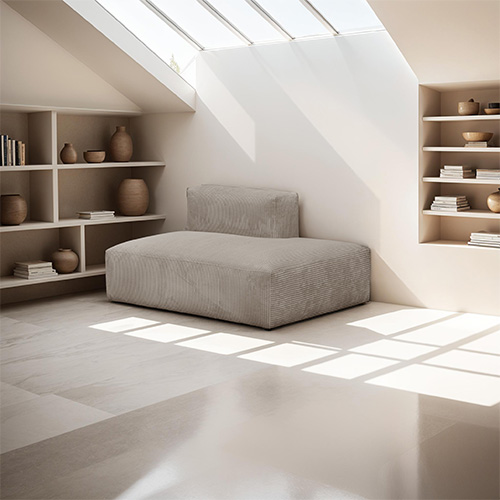 Module d'angle ouvert à droite 2 places en velours côtelé taupe - Modulo