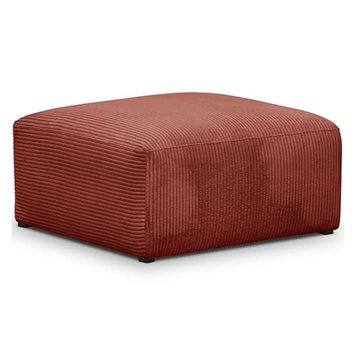 Pouf / repose-pieds modulable en velours côtelé rouille - Modulo