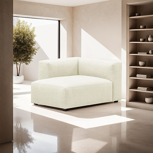 Méridienne d'angle à gauche modulable en tissu ivoire - Modulo