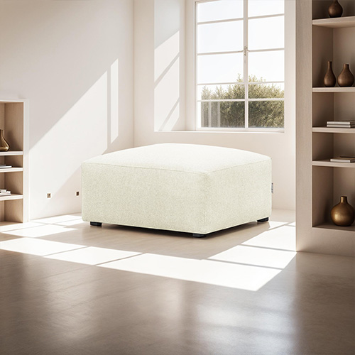 Pouf / repose-pieds modulable en tissu ivoire - Modulo