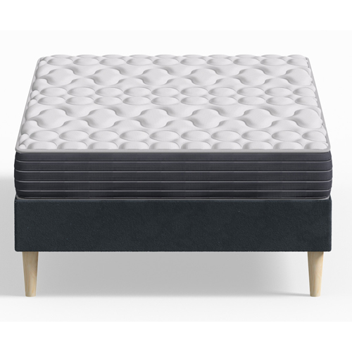 Ensemble lit adulte 90x190 cm en velours bleu nuit Dina + Matelas mémoire de forme Memo HR