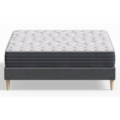 Ensemble lit adulte 140x190 cm en velours gris anthracite Dina + Matelas mémoire de forme Memo HR