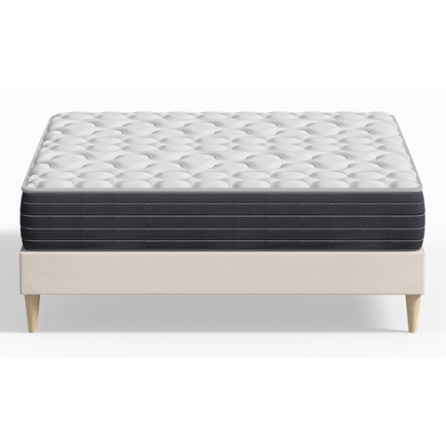 Ensemble lit adulte 140x190 cm en velours beige Dina + Matelas mémoire de forme Memo HR