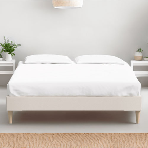 Ensemble lit adulte 160x200 cm en velours beige Dina + Matelas mémoire de forme Memo HR