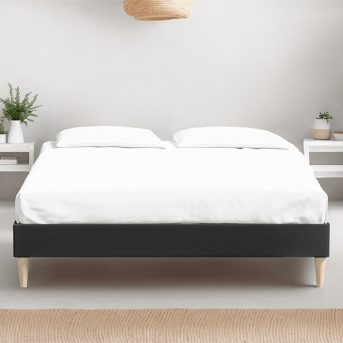 Ensemble lit adulte 180x200 cm en velours gris anthracite Dina + Matelas mémoire de forme Memo HR