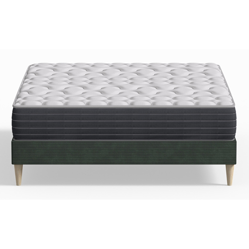 Ensemble lit adulte 180x200 cm en velours côtelé vert Dina + Matelas mémoire de forme Memo HR