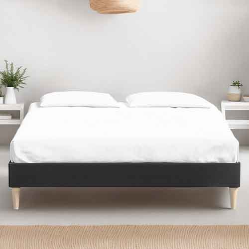 Ensemble lit adulte 180x200 cm en velours gris anthracite Dina + Matelas Latex naturel et ressorts ensachés