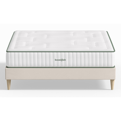 Ensemble lit adulte 140x190 cm en velours beige Dina + Matelas Latex naturel Latex Luxury