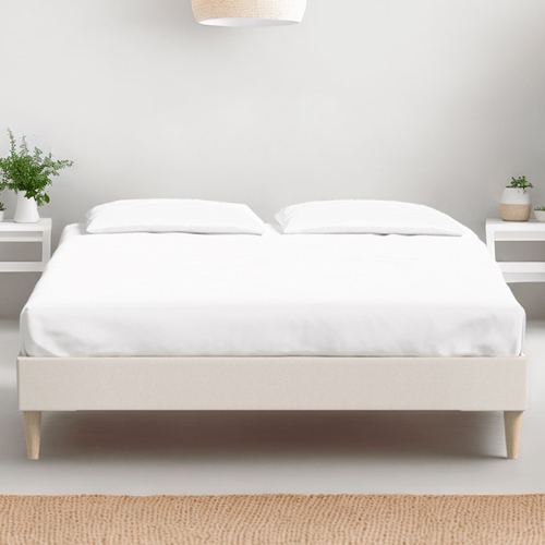 Ensemble lit adulte 140x190 cm en velours beige Dina + Matelas Latex naturel Latex Luxury