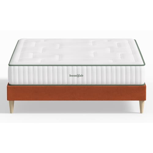 Ensemble lit adulte 140x190 cm en velours rouille Dina + Matelas Latex naturel Latex Luxury